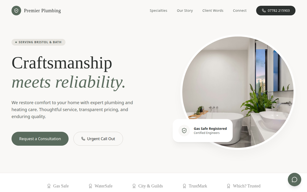 Premier Plumbing website preview